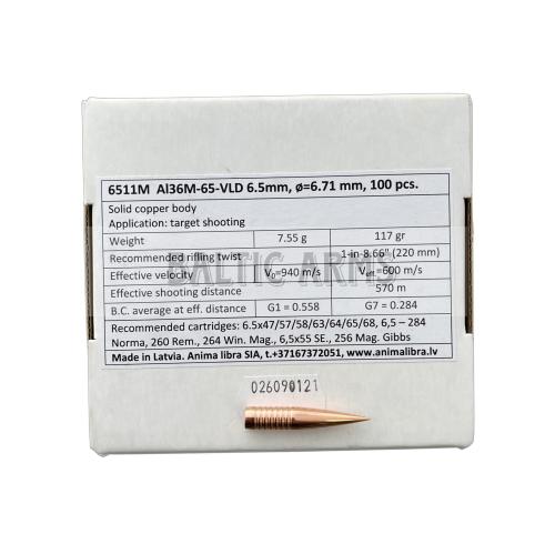 Kulkos Anima libra 6.5mm .264" 117 gr VLD